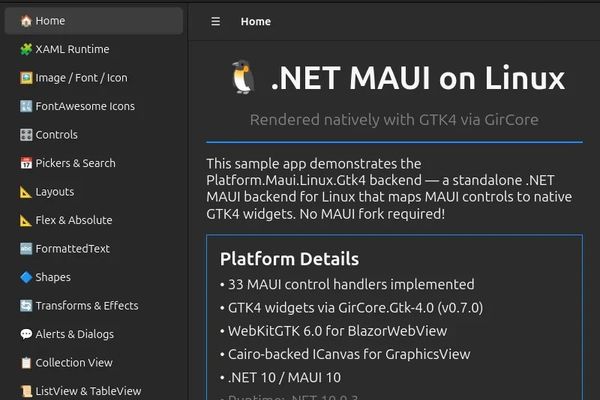 New Maui.Gtk Project Provides A GTK4 Backend For Microsoft's .NET MAUI