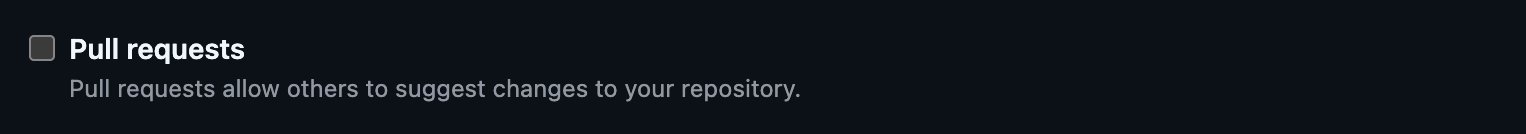 Repository setting to disable pull requests