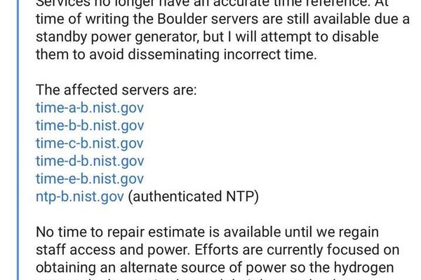 NIST Boulder Atomic Clock Failure Disrupts Critical Time Infrastructure