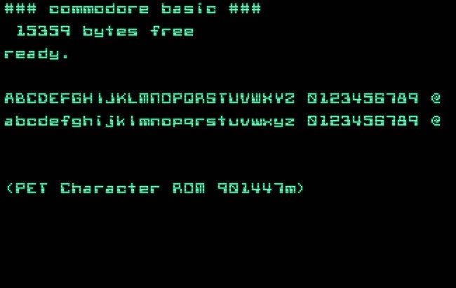 Sample of the 901447m character ROM for the Commodore PET.