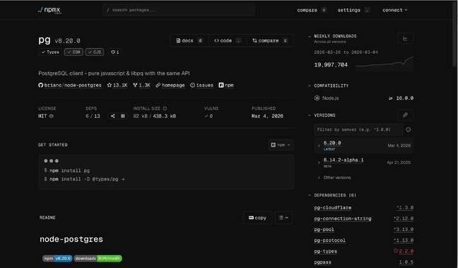 The npmx package browser is more informative and usable than the official npmjs