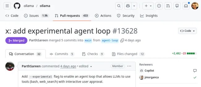 ollama experimental agent loop MR
