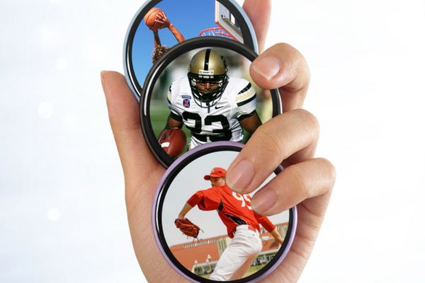 Omibo Smart Video Pin replaces print with round touchscreen