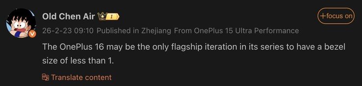 OnePlus 16 leak reveals sub-1 mm display bezels - NotebookCheck.net News