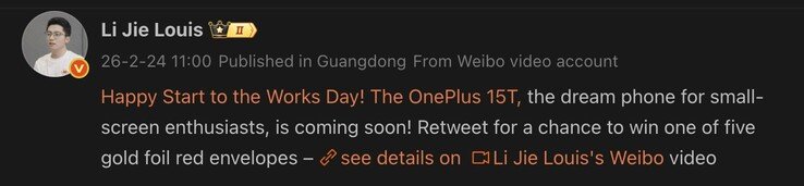 The OnePlus 15T officially confirmed to launch soon.