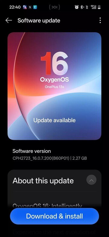 OxygenOS 16.0.7.200 OTA on OnePlus 13S
