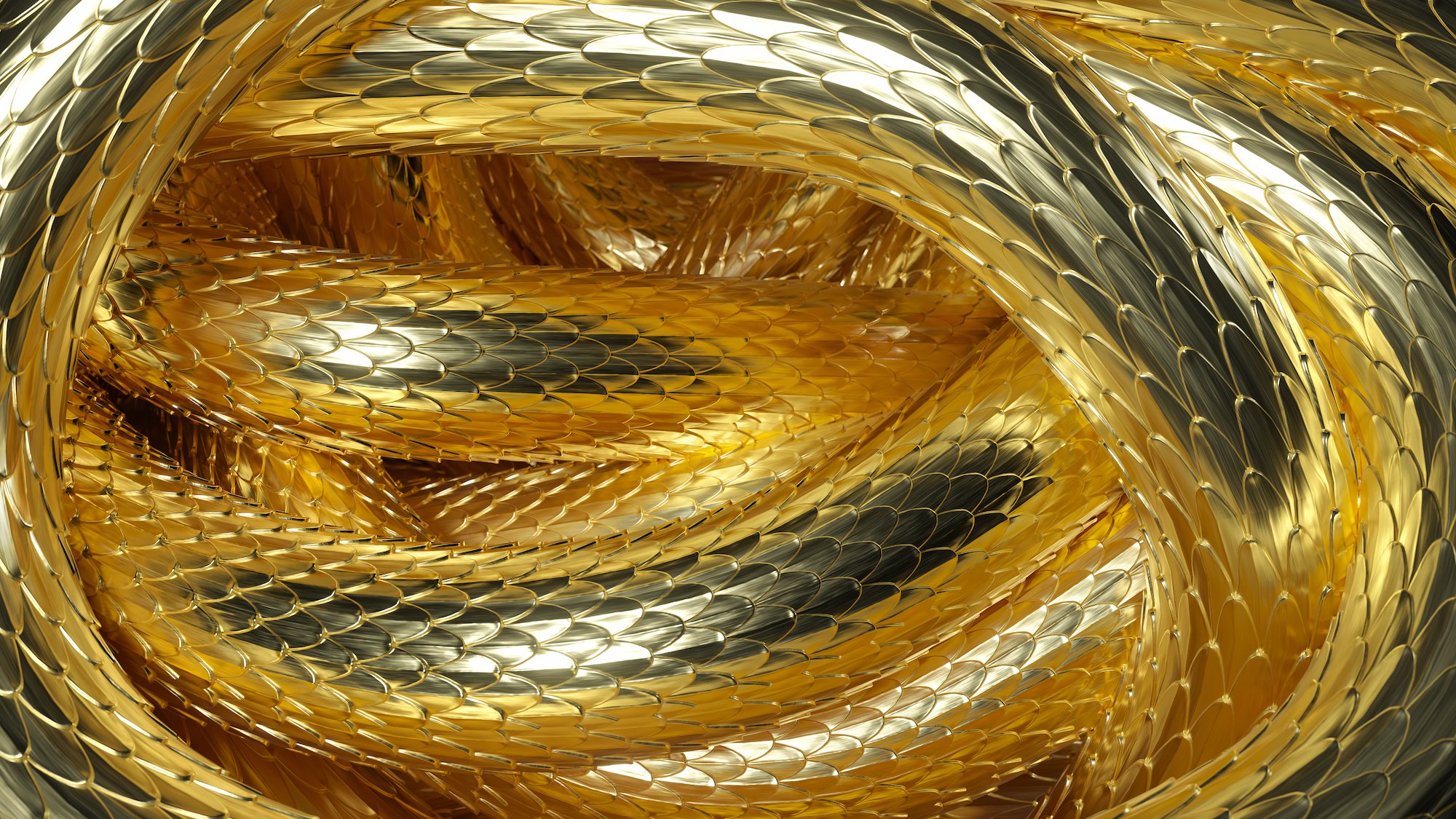 Golden ouroboros snake