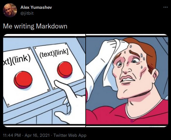 Me writing Markdown. Image with two buttons 