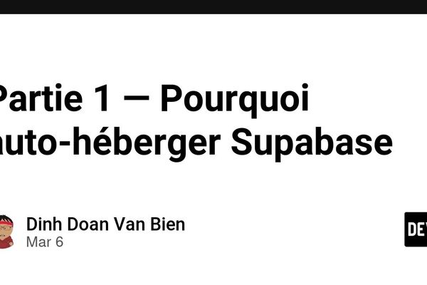 Partie 1 — Pourquoi auto-héberger Supabase - DEV Community