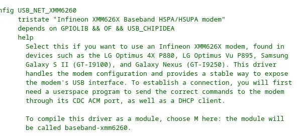 Intel XMM 6260 driver Kconfig