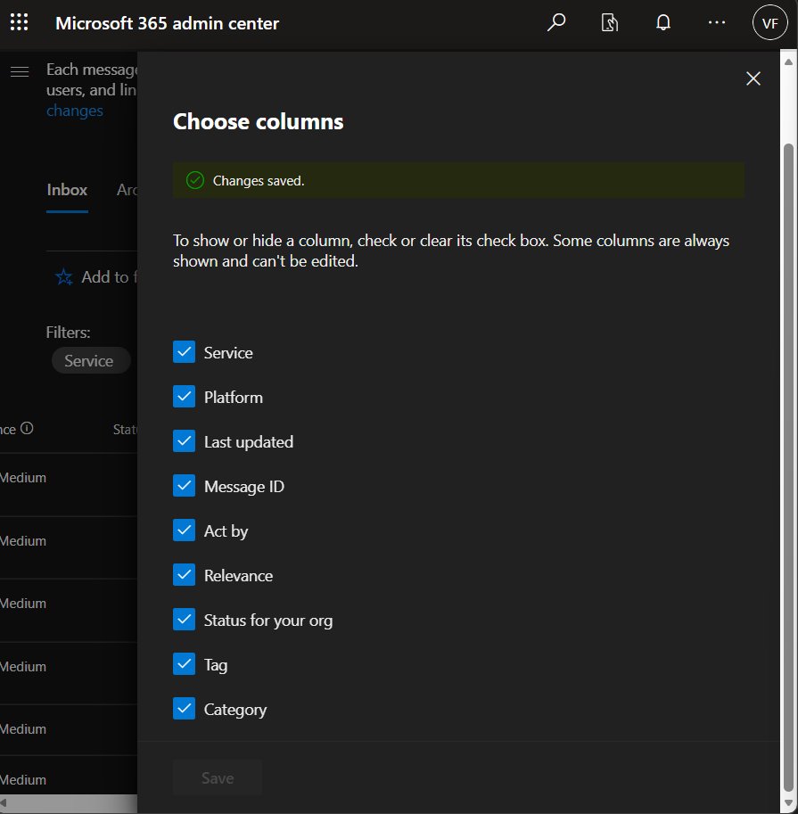 Screenshot of the flyout to Choose columns, showing a checklist of options
