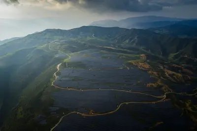 A solar farm in the Daliang Mountains, Sichuan Province.