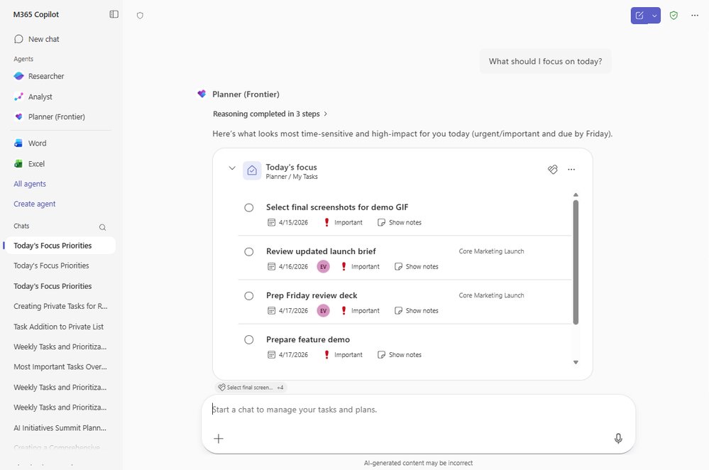Planner Agent brings work management directly into Microsoft 365 Copilot | Microsoft Community Hub