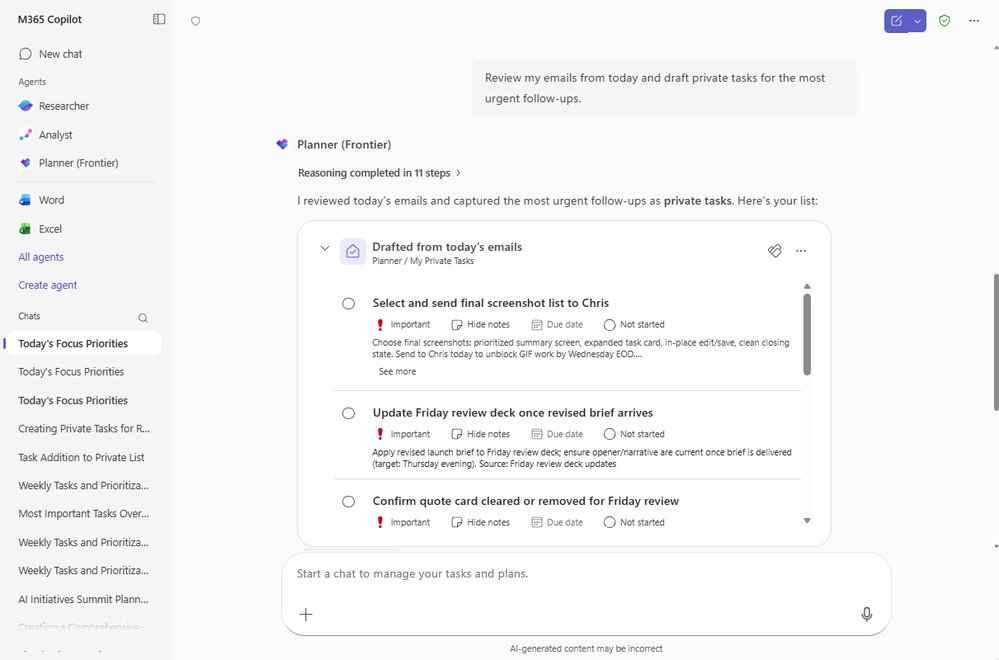 Planner Agent brings work management directly into Microsoft 365 Copilot | Microsoft Community Hub