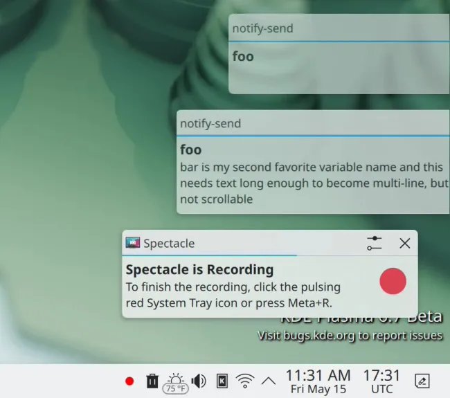 Plasma 6.7 notifications example