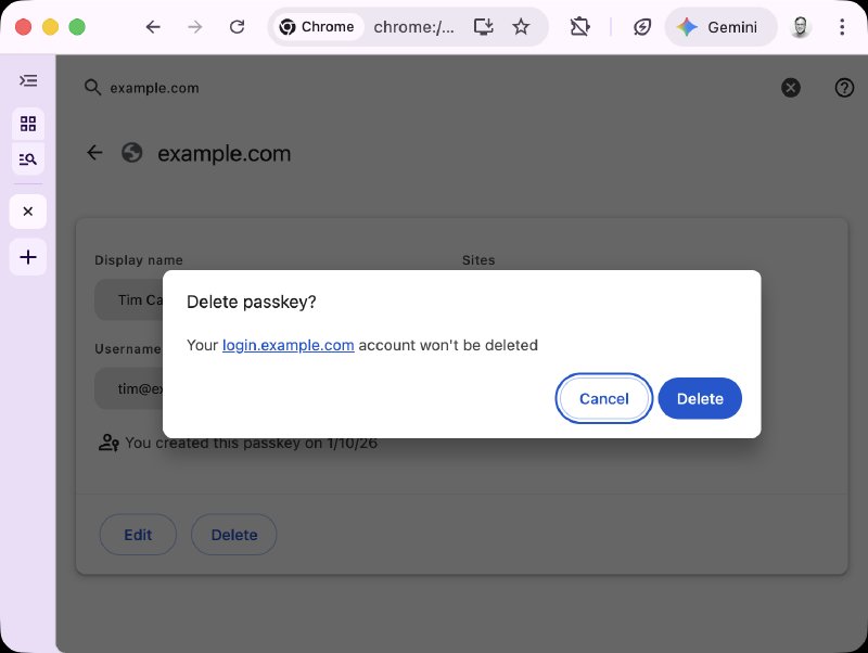 Google Password Manager delete passkey