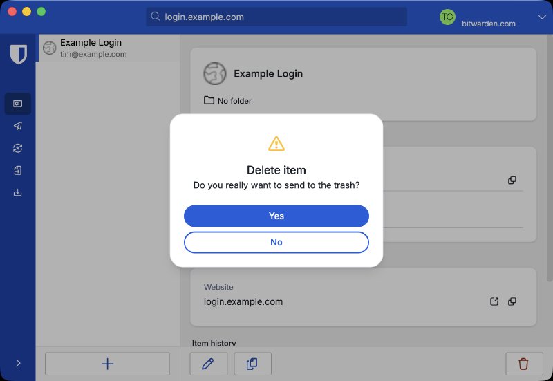 Bitwarden delete passkey