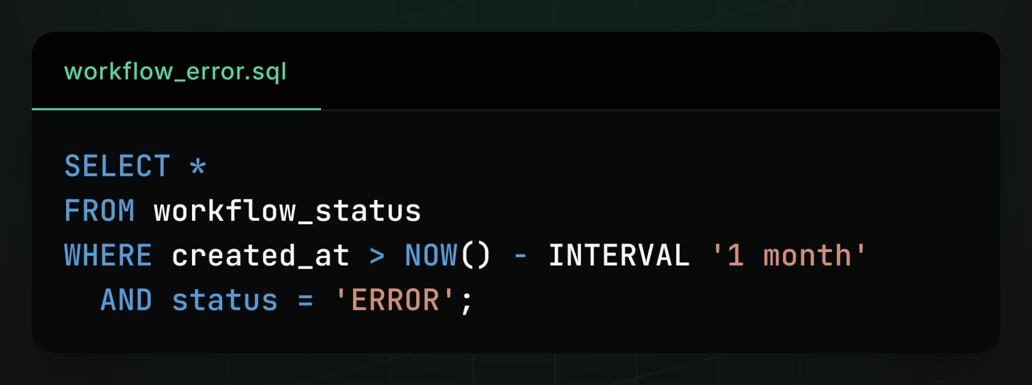 SQL Query to analyze durable workflow execution observability data