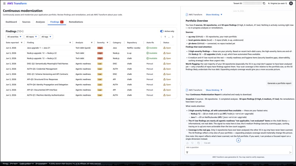 Proactively reduce tech debt autonomously with AWS Transform – continuous modernization (preview) | AWS News Blog