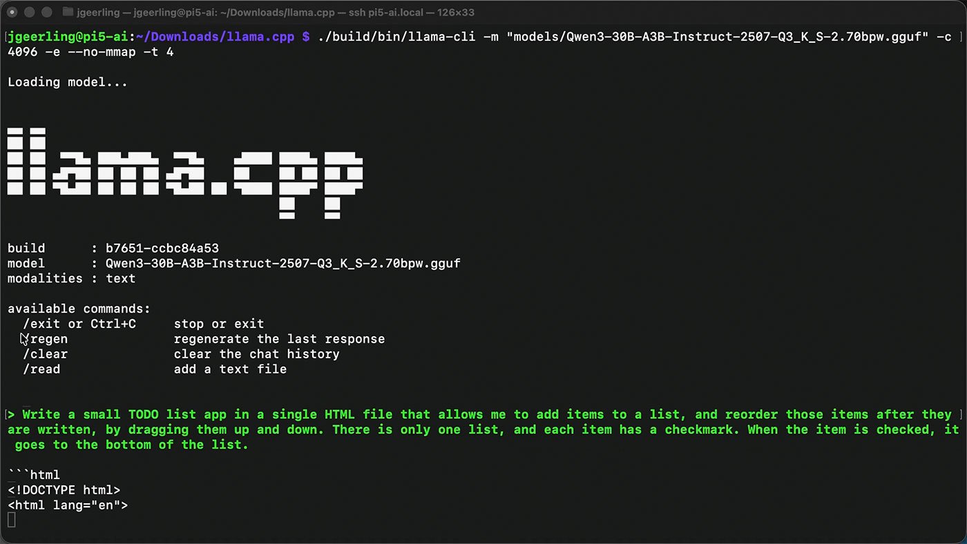 Raspberry Pi 16GB running Qwen3 30B model