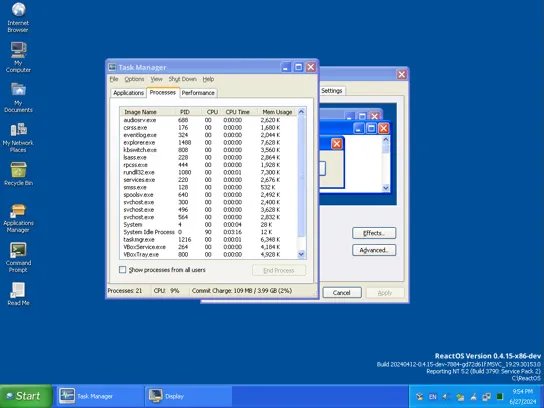 ReactOS historic screenshots