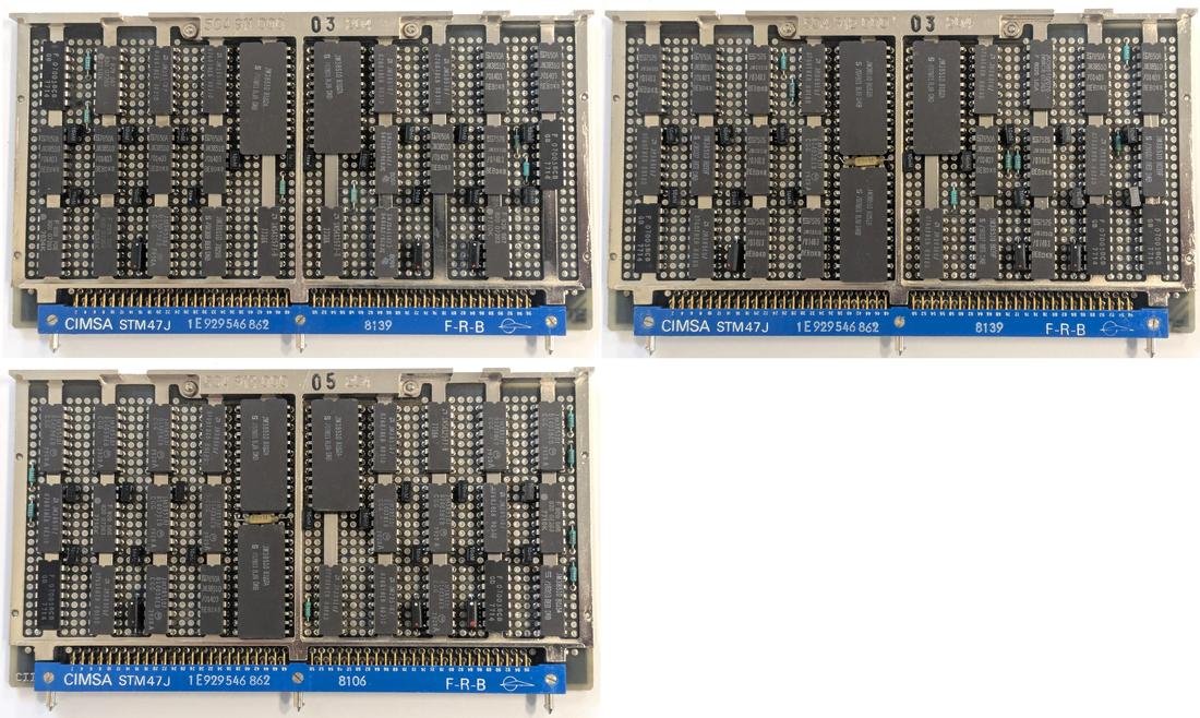 The three ALU/register boards from the Spacelab computer.
Click this image (or any other) for a larger version.