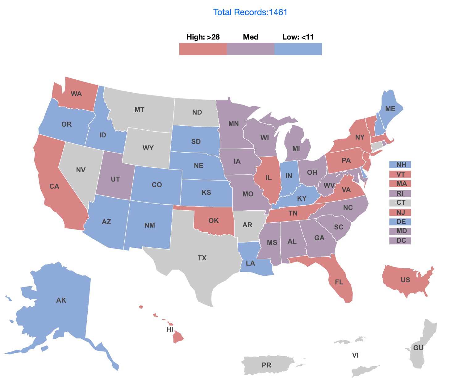 AI Legislation records by state
