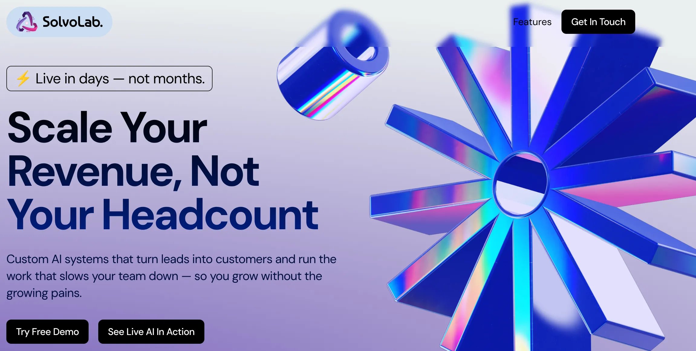 Screenshot of the solvolab.com website taken 2026-01-21.