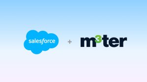Salesforce and m3ter logos on a gradient light blue background.