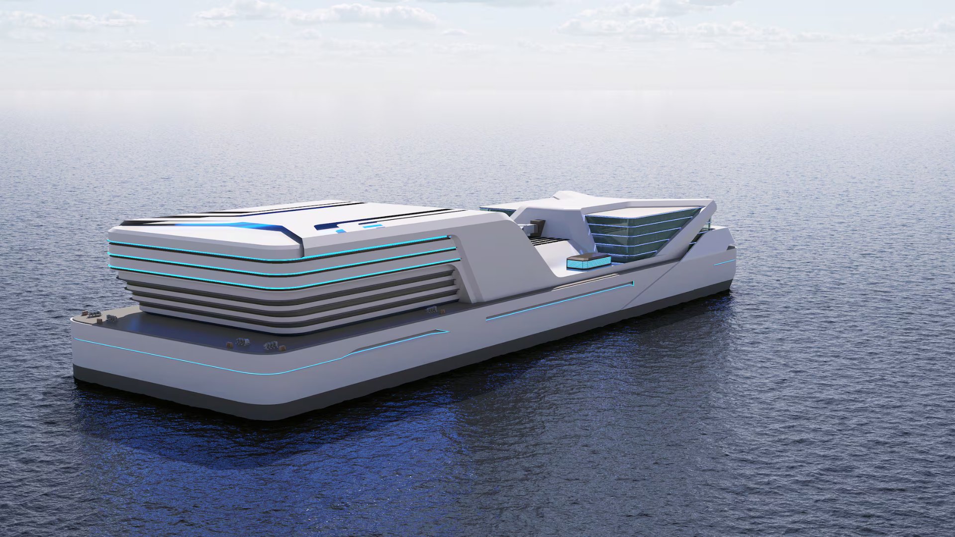 A rendering of the floating data center under development by Samsung Heavy Industries.