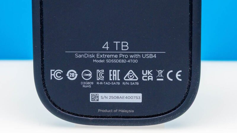 SanDisk 4TB Extreme PRO USB4 Portable SSD Physical Label 1