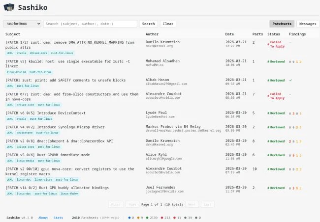 Sashiko with Rust-For-Linux