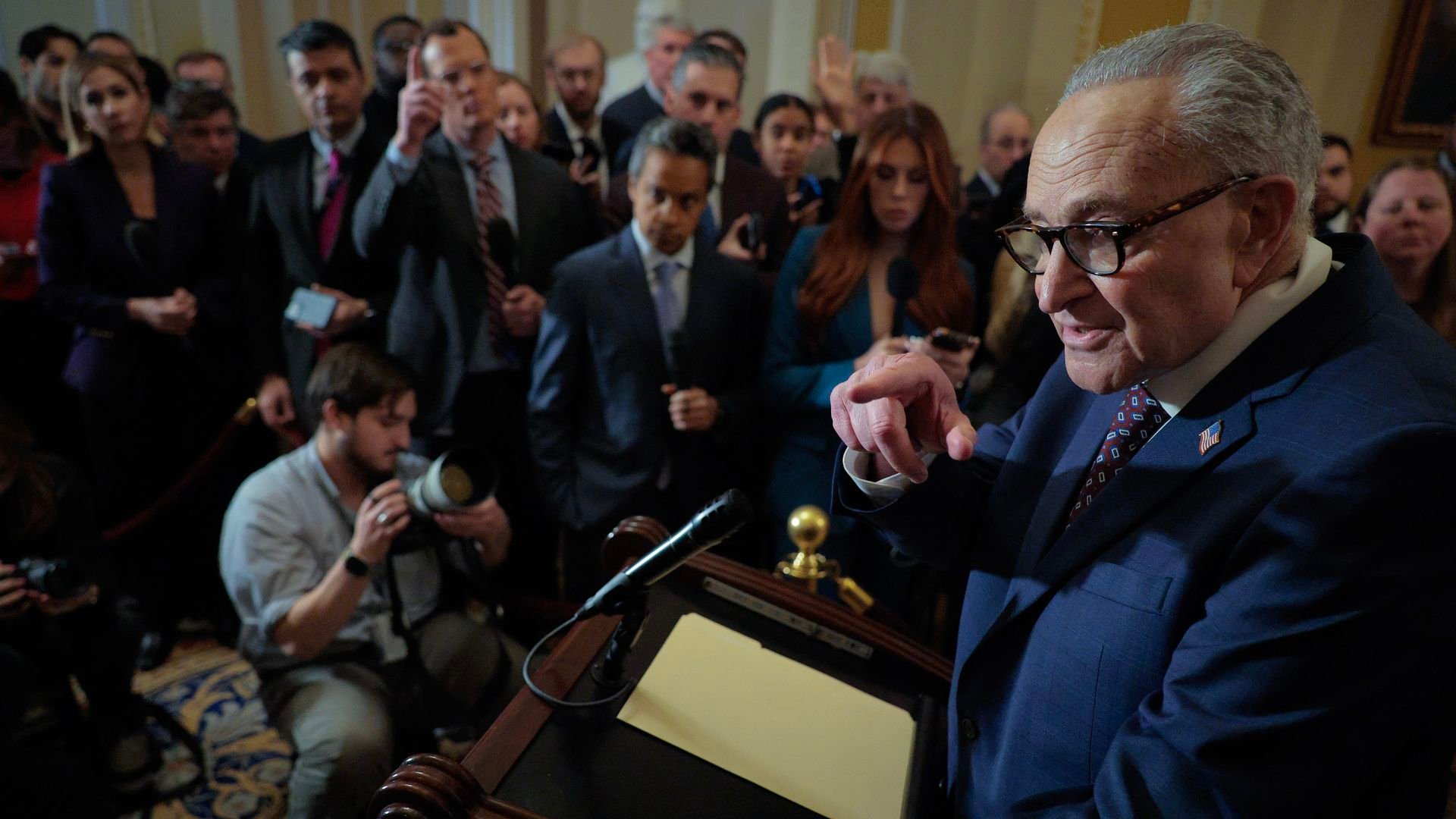 Chuck Schumer talking to reporters