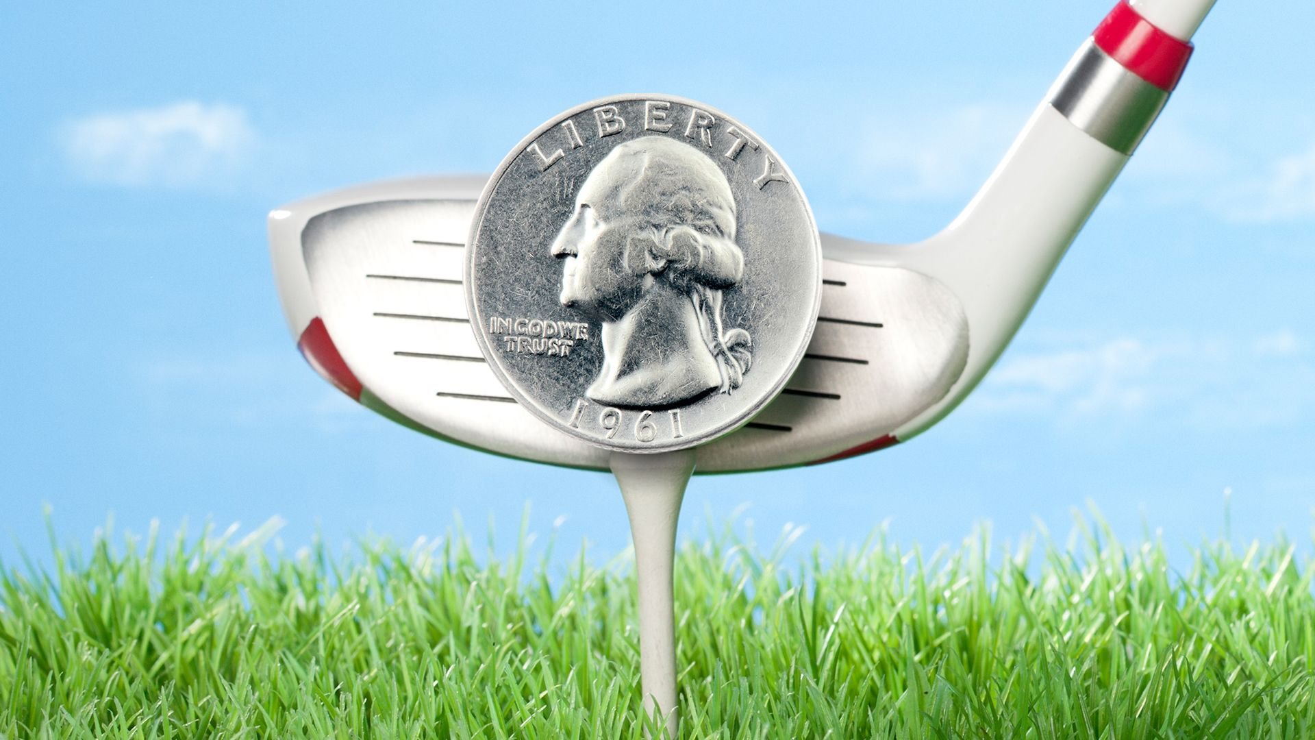 Illustration of a U.S. quarter on a golf tee