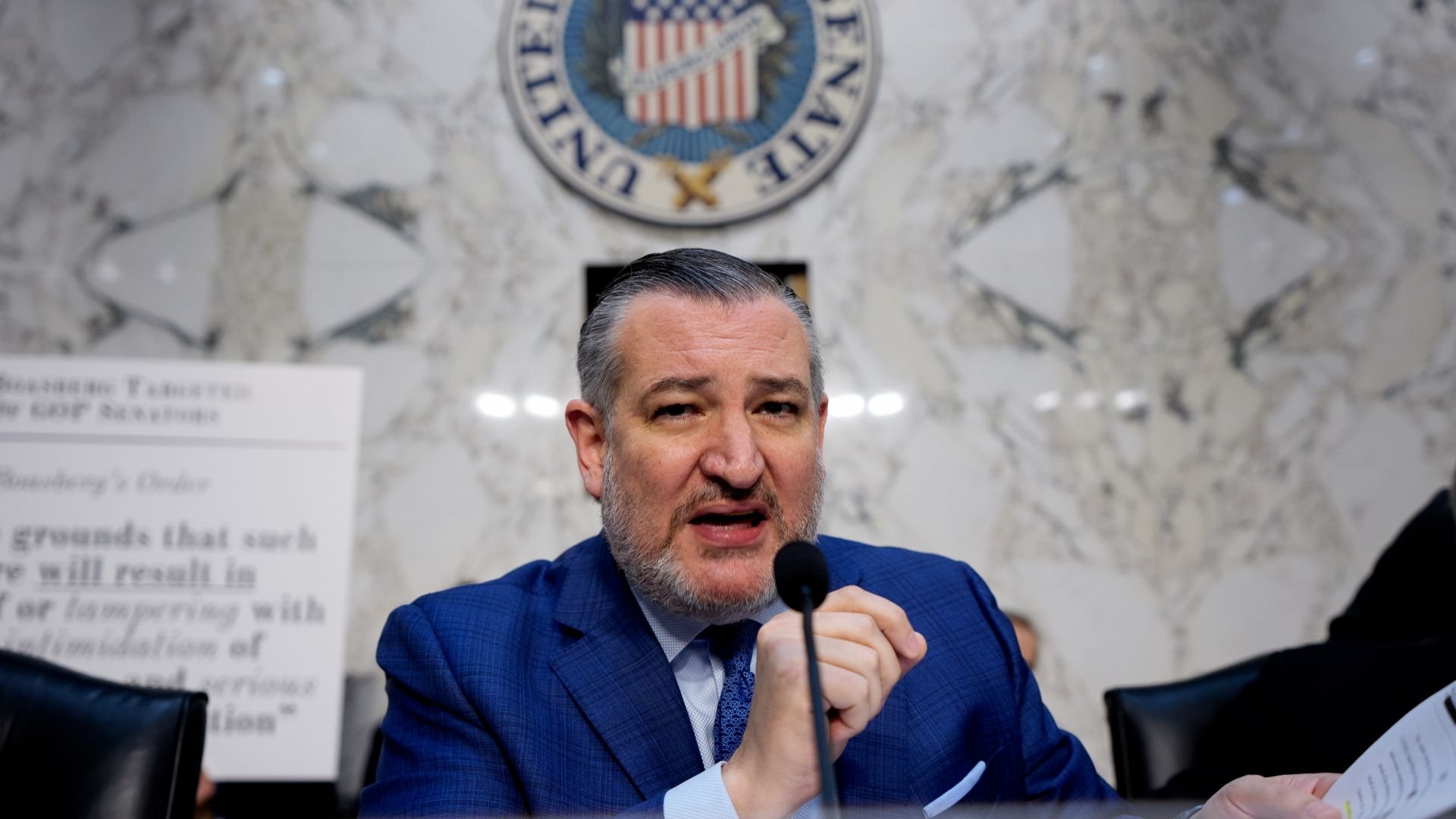 WASHINGTON, DC - MARCH 24: Chairman Sen. Ted Cruz (R-TX) speaks during a Senate Judiciary Subcommittee on Federal Courts, Oversight, Agency Action, and Federal Rights hearing examining the Arctic Frost investigation on Capitol Hill on March 24, 2026 in Washington, DC. 