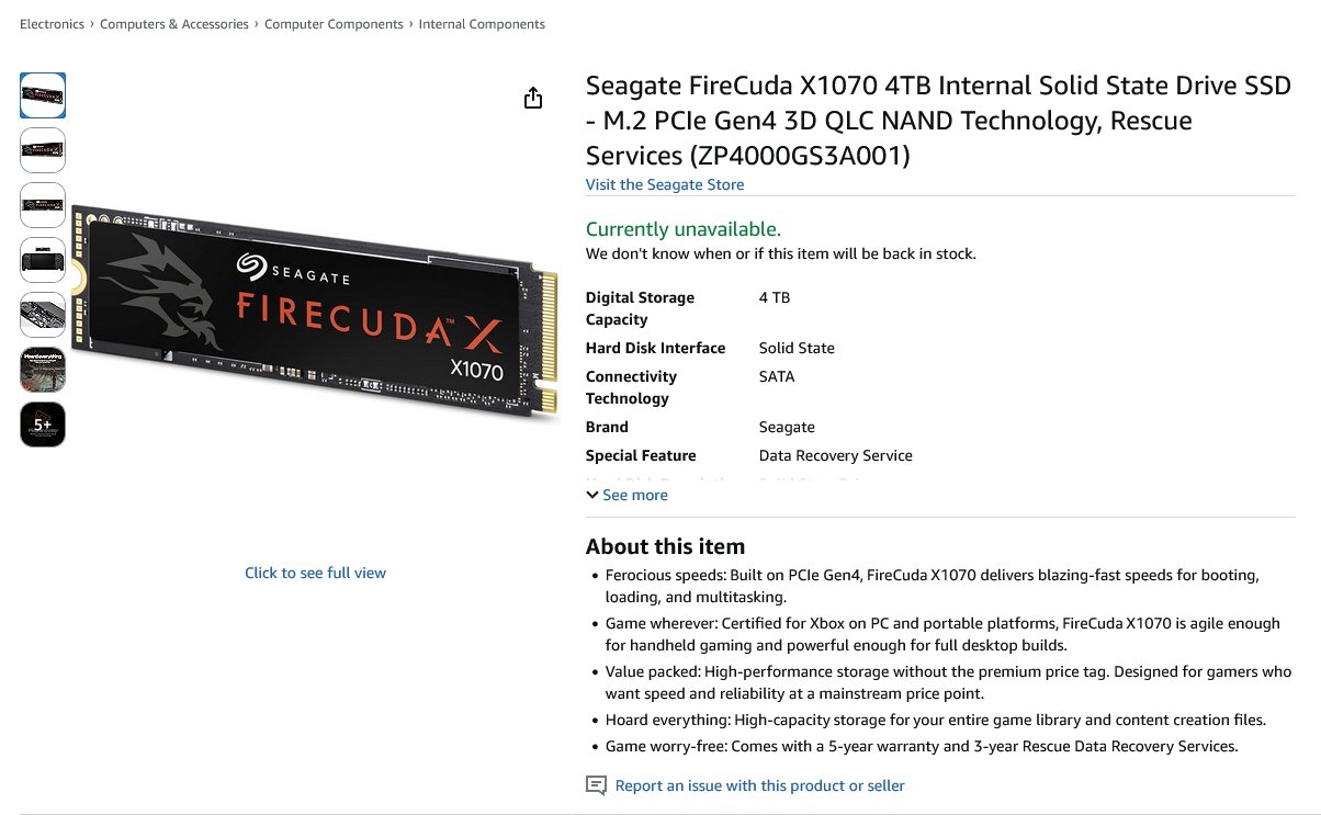 Seagate X1070 product listing