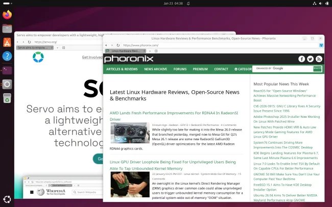 Servo 0.0.4 on Linux with multiple windows