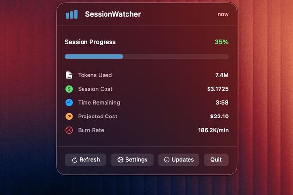 Session Watcher Puts Real-Time Claude AI Cost and Usage Monitoring in Your macOS Menu Bar