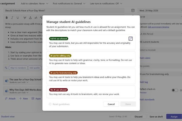 Embedding AI Expectations Directly in Assignments: Microsoft Teams’ Student AI Guidelines