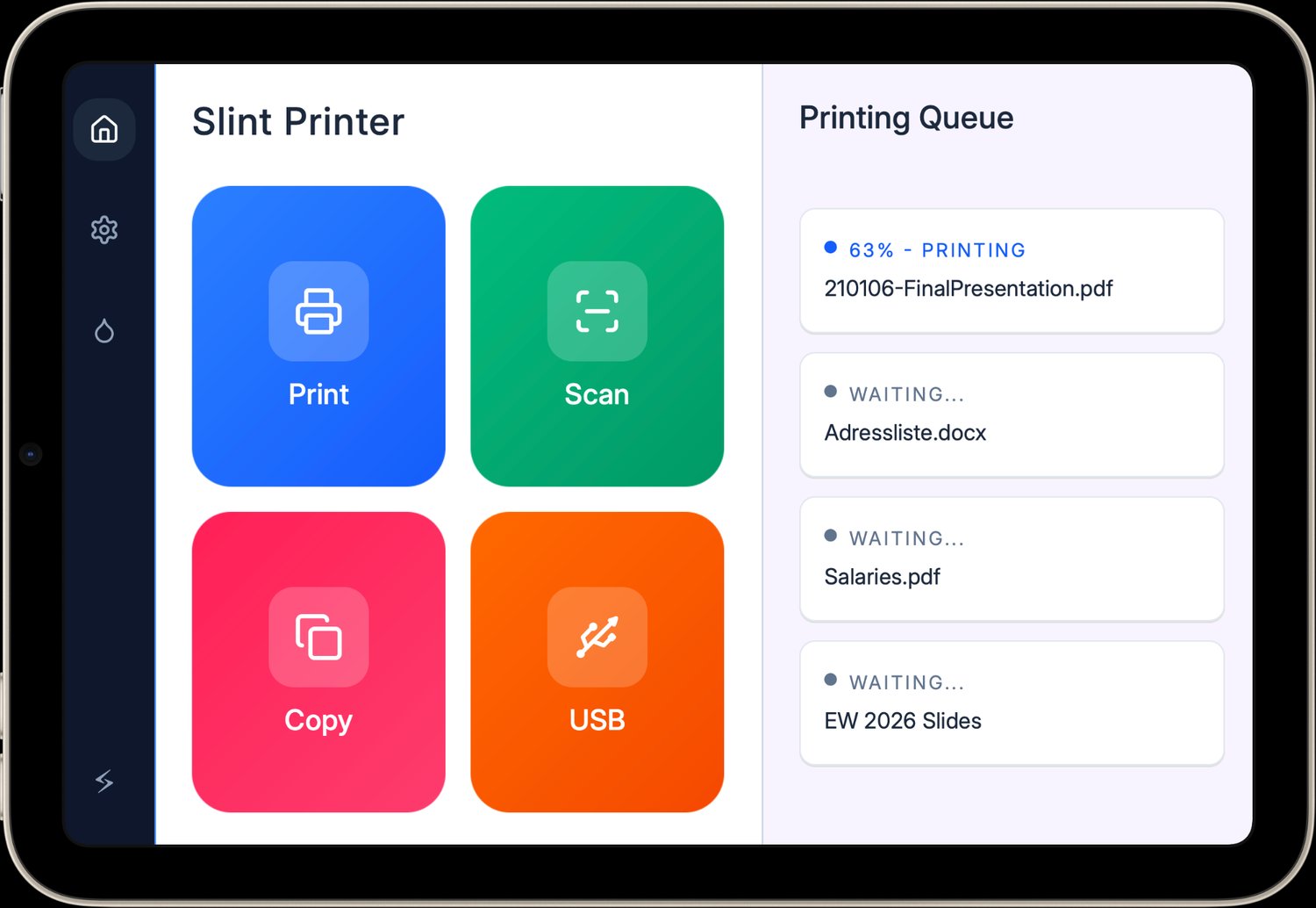 Screenshot of a refreshed printer demo