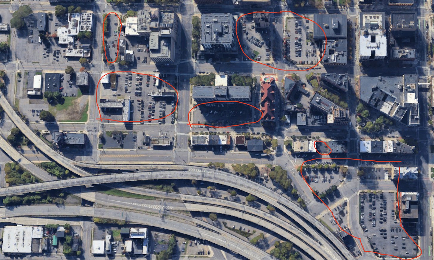Stop incentivizing surface parking lots - by Greg Miller