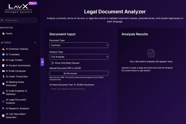 Streamline Legal Reviews with LavX's AI Legal Document Analyzer: Spot Risks Before They Strike