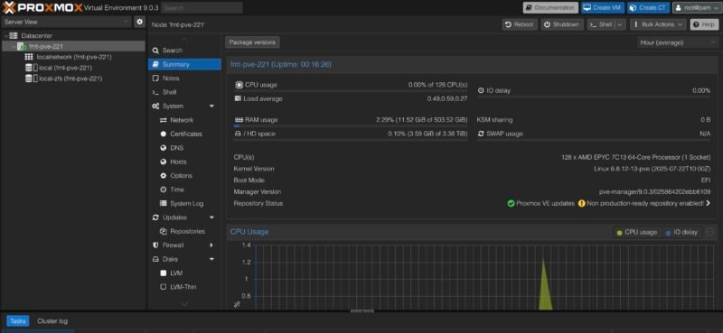 Newly Upgraded Proxmox VE 9 On AMD EPYC 7C13 Node