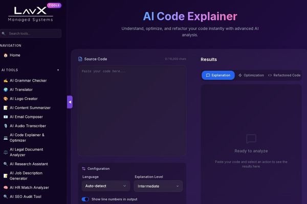 Supercharge Your Codebase: AI Code Explainer & Optimizer from LavX Tools