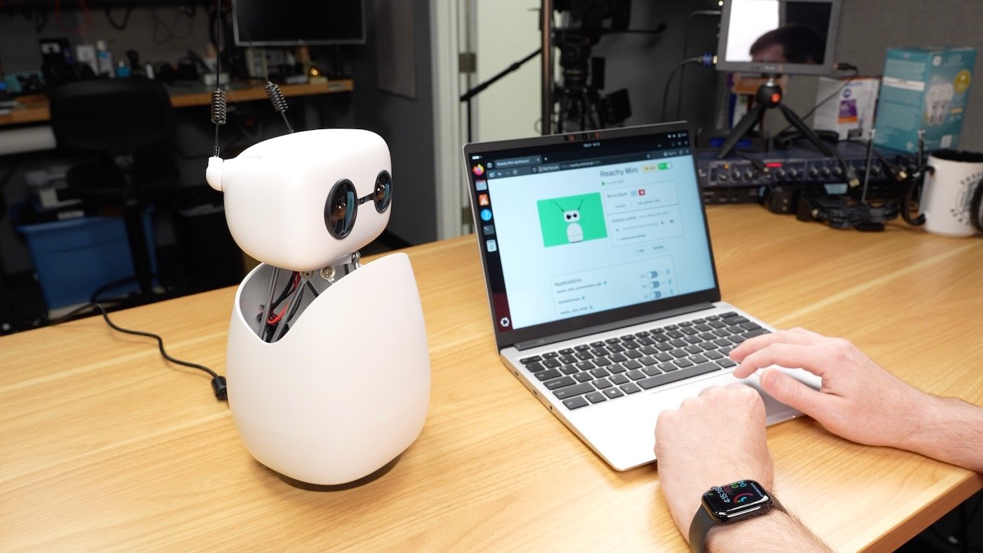 Reachy Mini robot controlled by Framework laptop