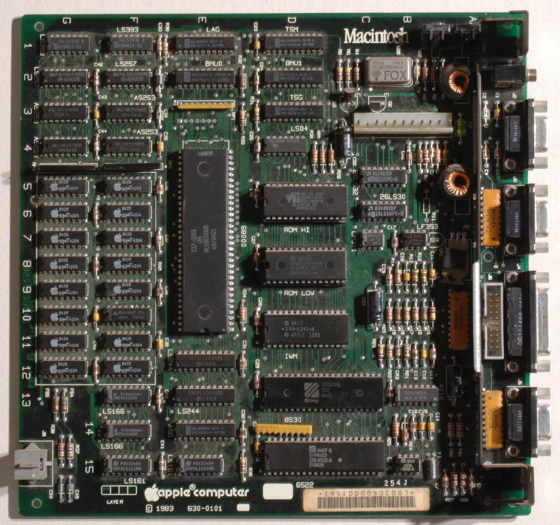 Original Macintosh computer motherboard