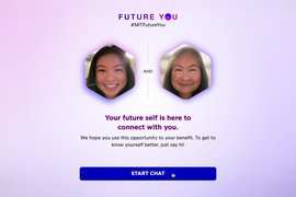 Interface of Future You showing a young woman, and an older version of the young woman