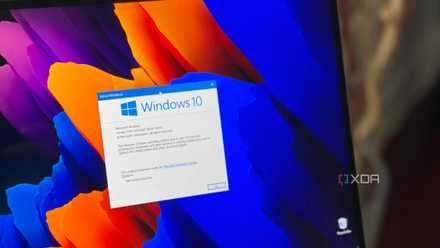A photo of the Windows 10 logo on a Samsung laptop