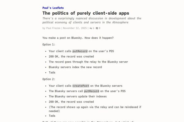 The Political Economy of Clients and Servers: A Nuanced Debate in the Bluesky Atmosphere