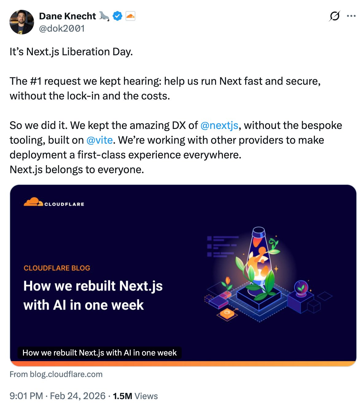 The Pulse: Cloudflare rewrites Next.js as AI rewrites commercial open source